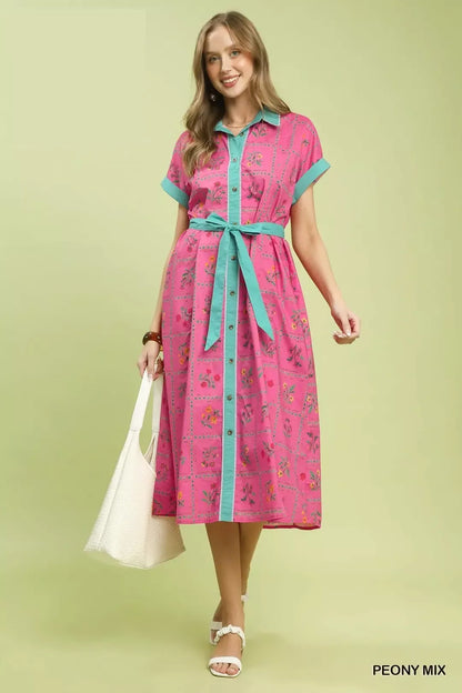 umgee mix floral Umgee Mix Floral Button-front Midi Dress view 6 (dress) - shop at us.meeeshop