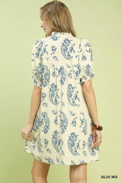 umgee mix paisley Umgee Mix Paisley Scallop Trim Dress view 3 (dress) - shop at us.meeeshop
