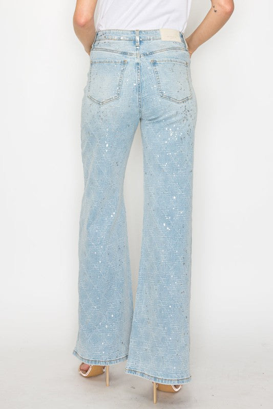 Metallic Ultra High Rise Relaxed Flare Jeans | view 9 | Artemis Vintage | us.meeeshop