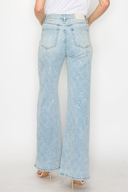 Metallic Ultra High Rise Relaxed Flare Jeans | view 9 | Artemis Vintage | us.meeeshop