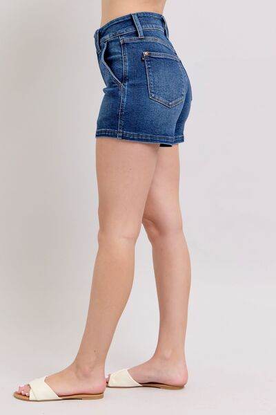 Judy Blue Double Button Waistband Denim Shorts Plus Size - us.meeeshop