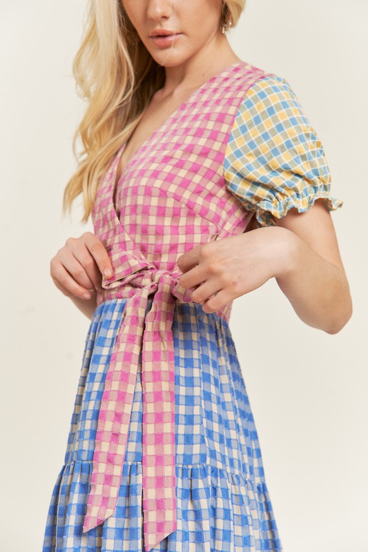 colorblock gingham dress Colorblock Gingham Dress MULTI (dress) - shop at us.meeeshop