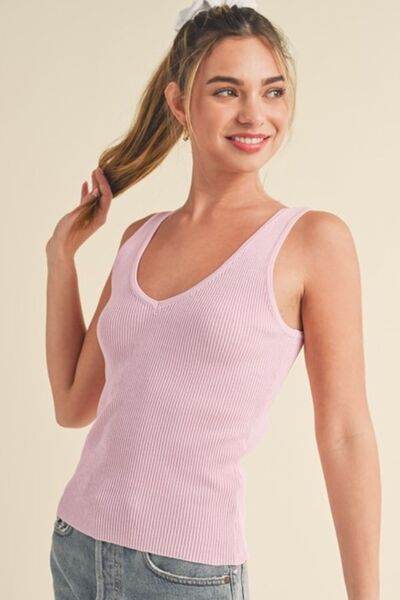 Aemi + Co Ribbed Wide Strap Knit Tank - us.meeeshop