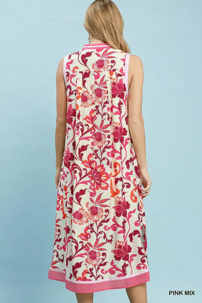 umgee floral scroll Umgee Floral Scroll Sleeveless Midi Dress view 4 (dress) - shop at us.meeeshop