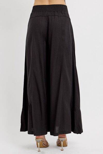 RISEN Shirring Detail Wide Leg Pants - us.meeeshop