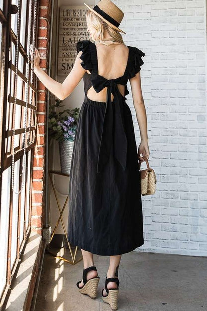 Linen Ruffle Mid Dress us.meeeshop -  Dresses