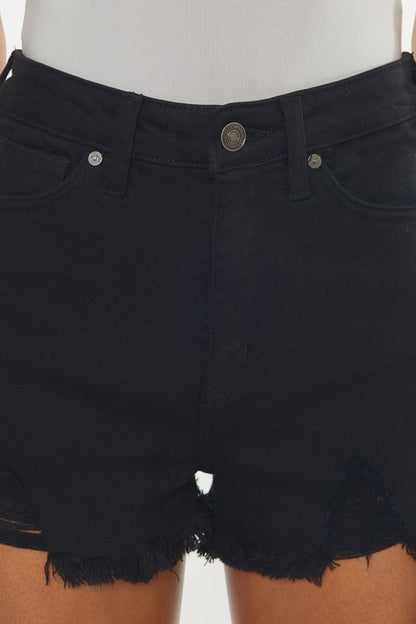 KanCan High Rise Black Denim Shorts | us.meeeshop