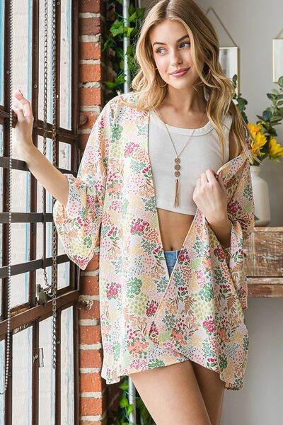 Heimish Full Size Multi Color Floral Open Cardigan Plus Size - us.meeeshop