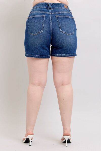 Judy Blue Double Button Waistband Denim Shorts Plus Size - us.meeeshop