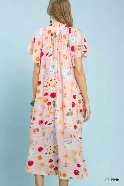 umgee abstract print Umgee Abstract Print Flutter Sleeve Midi Dress view 5 (dress) - shop at us.meeeshop