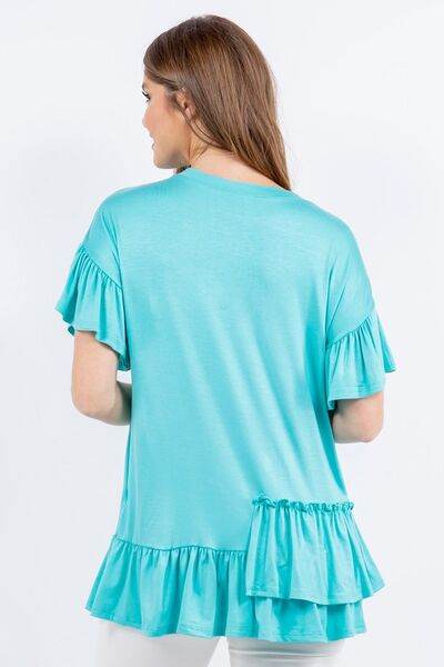 Celeste Ruffle Detail Asymmetrical Top Plus Size - us.meeeshop