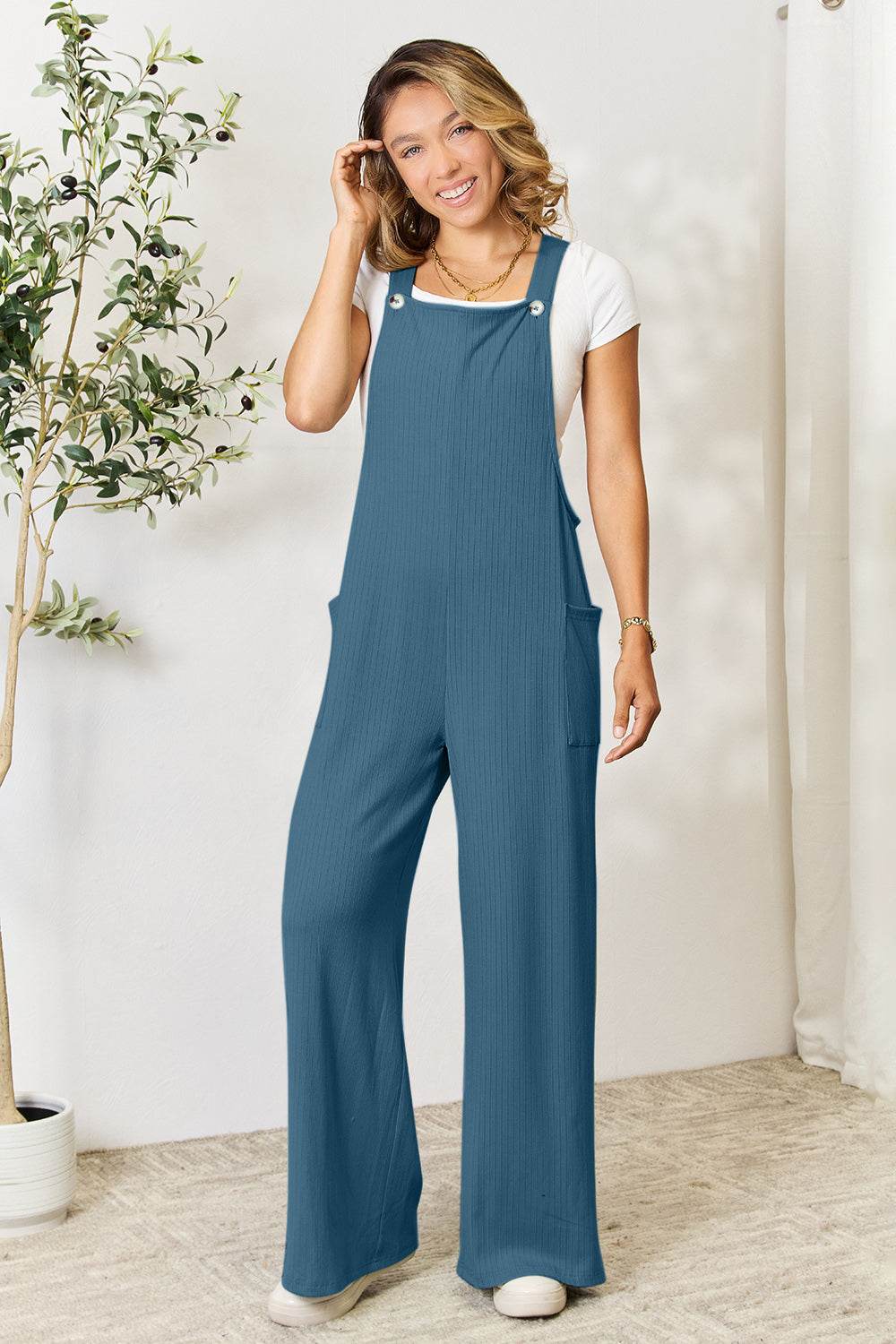 Double Take Full Size Wide Strap Overall with Pockets - us.meeeshop