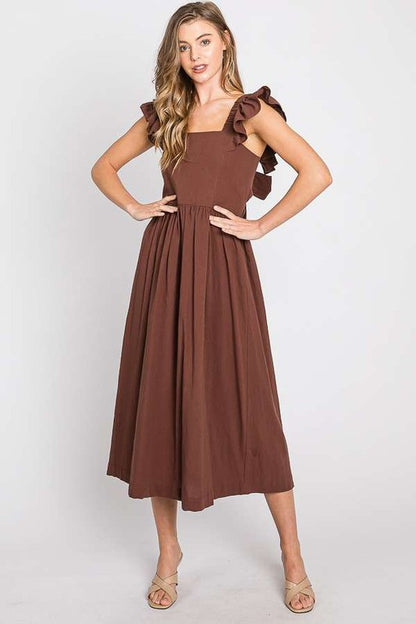 Linen Ruffle Mid Dress | view 11 | Jade By Jane | us.meeeshop