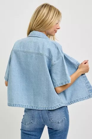 risen oversized half Risen Oversized Half Sleeve Cropped Shirts view 5 (top) - shop at us.meeeshop
