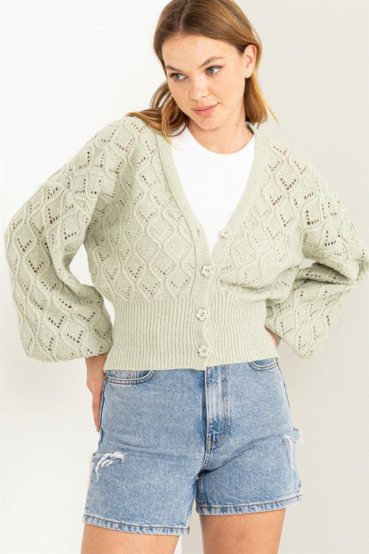 HYFVE Days Together Pointelle Sweater Cardigan | us.meeeshop