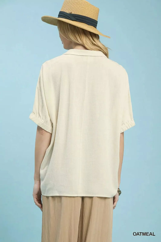 Umgee Floral Embroidered Sleeve Blouse (women's shirts & tops) view 2 - shop at us.meeeshop
