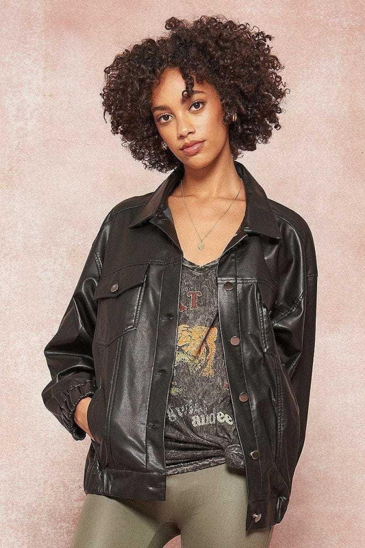 A Faux Leather Jacket | us.meeeshop