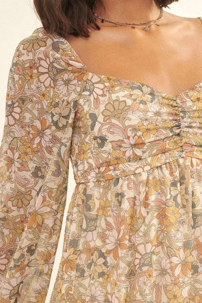 A Floral Print, Woven Mini Dress | us.meeeshop