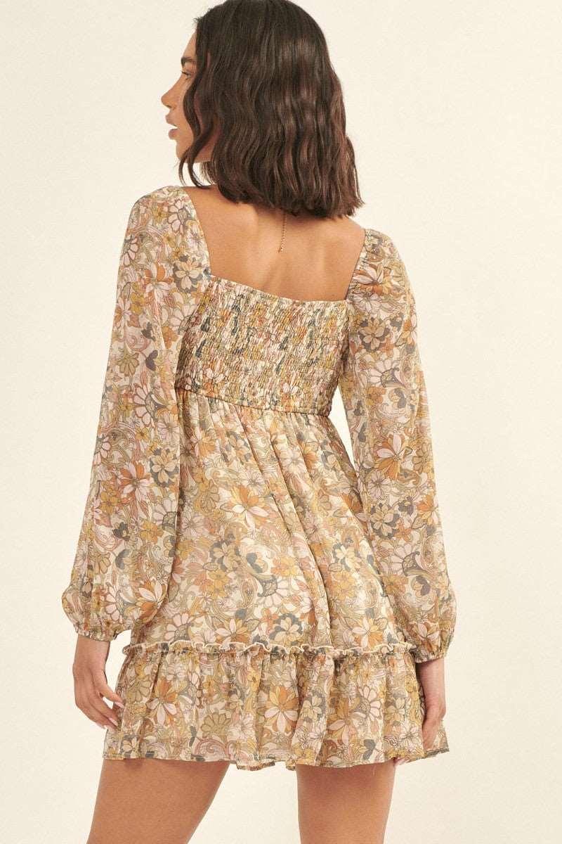 A Floral Print, Woven Mini Dress | us.meeeshop