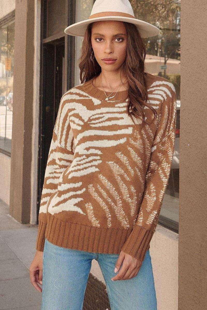 A Zebra Print Pullover Sweater | us.meeeshop
