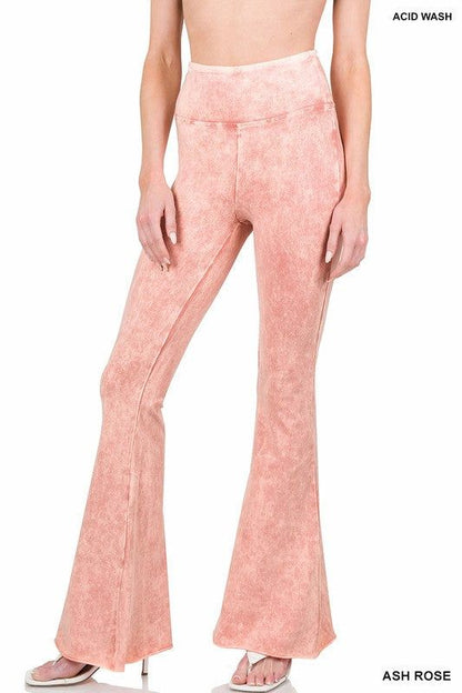 Acid Wash High Waist Raw Edge Hem Pants | us.meeeshop