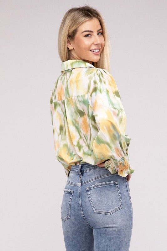 Allover Printed Long Sleeve Blouse us.meeeshop - 