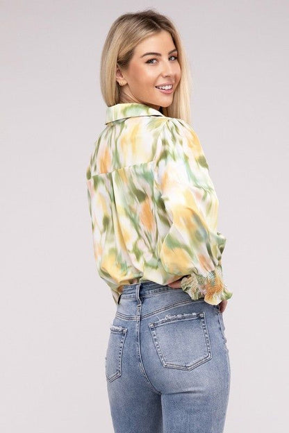 Allover Printed Long Sleeve Blouse us.meeeshop - 