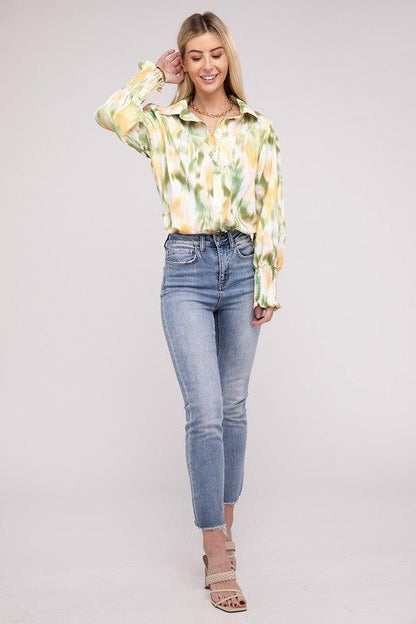 Allover Printed Long Sleeve Blouse us.meeeshop - 