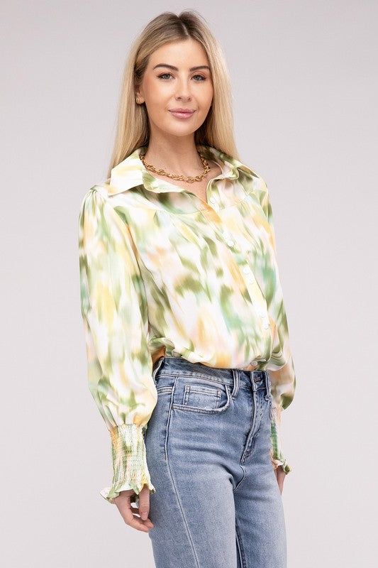 Allover Printed Long Sleeve Blouse us.meeeshop - 