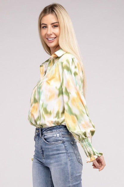 Allover Printed Long Sleeve Blouse us.meeeshop - 