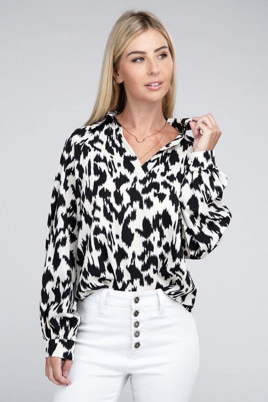 Women's Allover print Collared Shirt - us.meeeshop