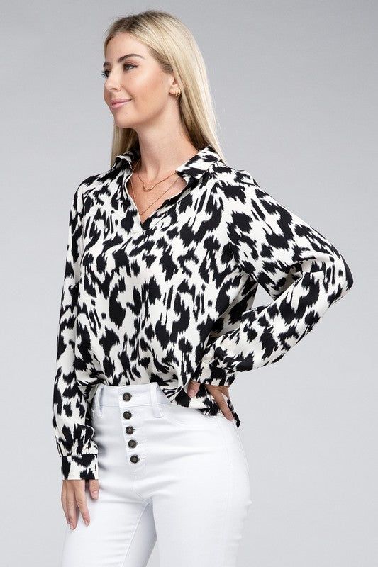 Women's Allover print Collared Shirt - us.meeeshop