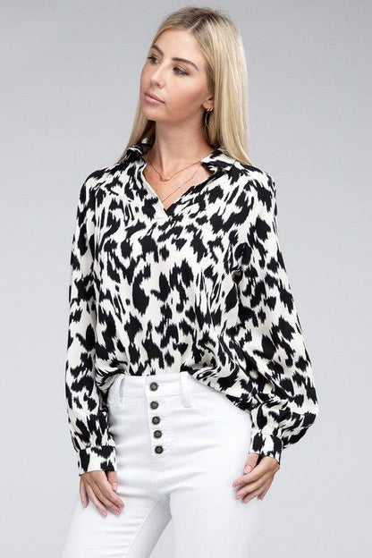 Women's Allover print Collared Shirt - us.meeeshop