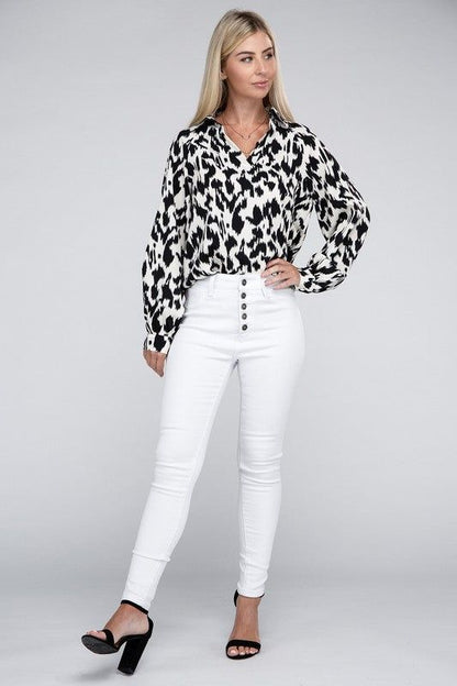 Women's Allover print Collared Shirt - us.meeeshop