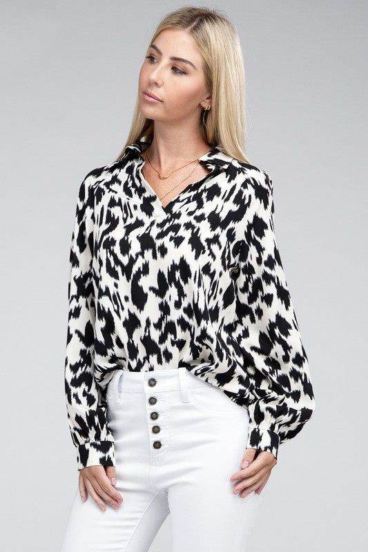 Allover print Collared Shirt - us.meeeshop