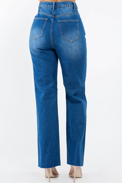 American Bazi High Waist Distressed Wide Leg Jeans - us.meeeshop