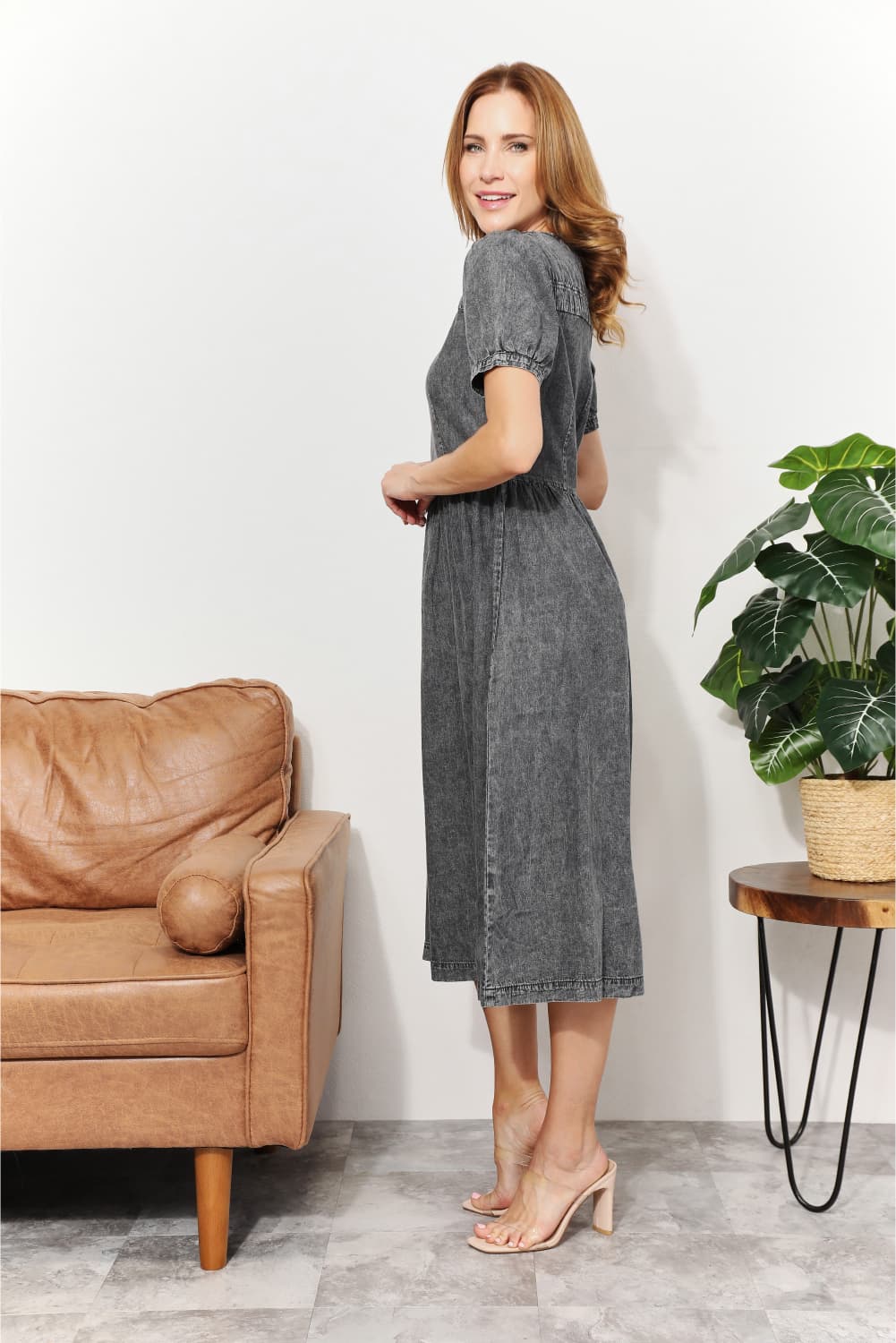 And The Why Full Size Washed Chambray Midi Dress | us.meeeshop