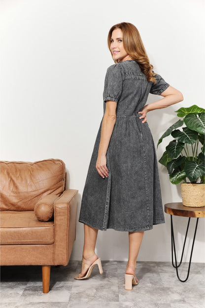 And The Why Full Size Washed Chambray Midi Dress | us.meeeshop