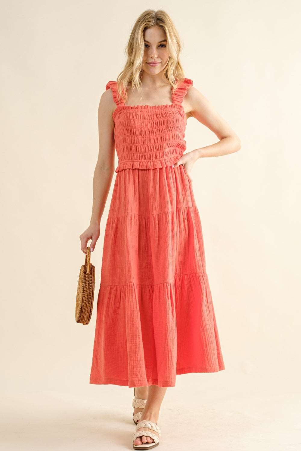 And The Why Smocked Ruffled Tiered Dress us.meeeshop - Dresses