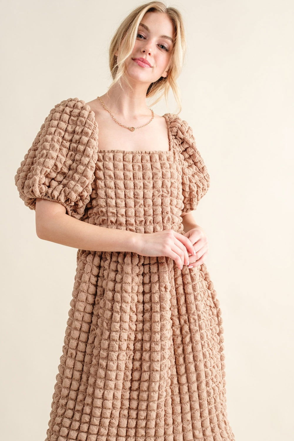 And The Why Square Neck Puff Sleeve Dress us.meeeshop - 