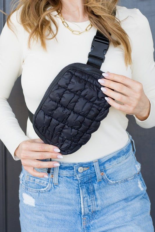 Anya Quilted Puffer Sling Belt Fanny Bum Bag us.meeeshop - 