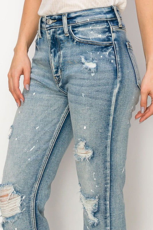 Artemis Vintage High Rise Distressed Straight With Fray Hem Jeans us.meeeshop - 