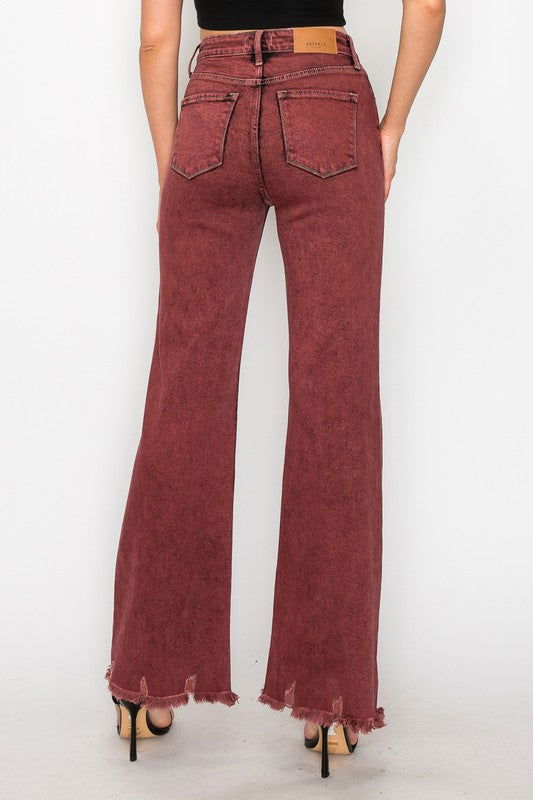 Artemis Vintage Tummy Control Burgundy High Rise Flare Jeans us.meeeshop - 