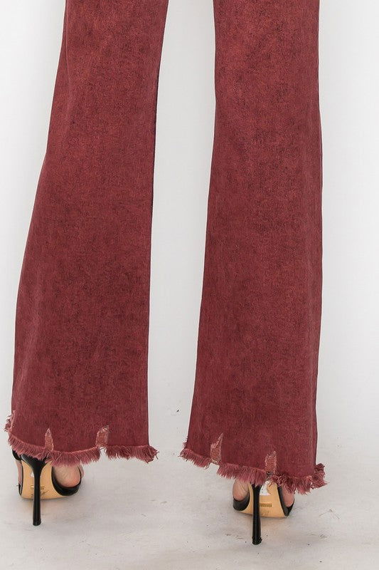 Artemis Vintage Tummy Control Burgundy High Rise Flare Jeans us.meeeshop - 