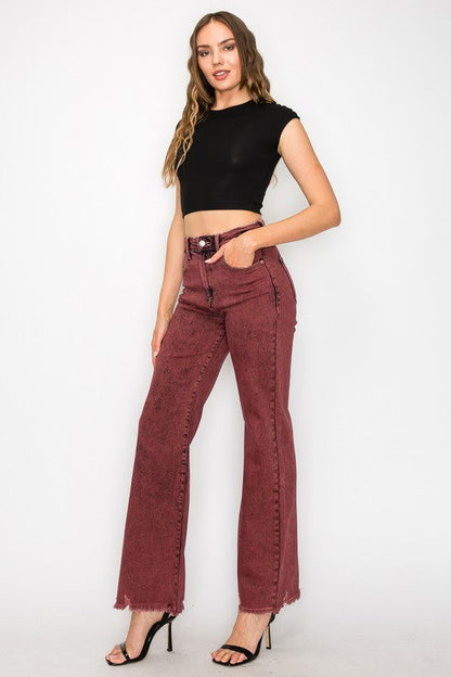 Artemis Vintage Tummy Control Burgundy High Rise Flare Jeans us.meeeshop - 