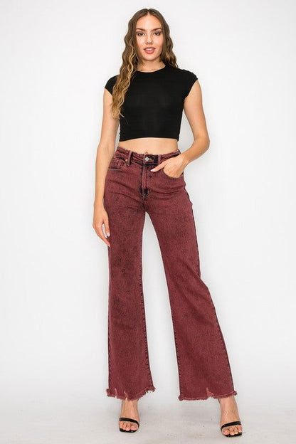 Artemis Vintage Tummy Control Burgundy High Rise Flare Jeans us.meeeshop - 