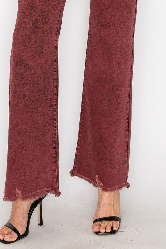 Artemis Vintage Tummy Control Burgundy High Rise Flare Jeans us.meeeshop - 