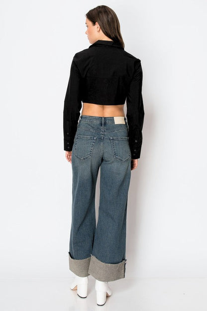 Artemis Vintage Tummy Control High Rise Cuffed A Wide Leg Jeans us.meeeshop - 