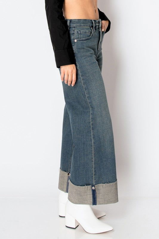 Artemis Vintage Tummy Control High Rise Cuffed A Wide Leg Jeans us.meeeshop - 