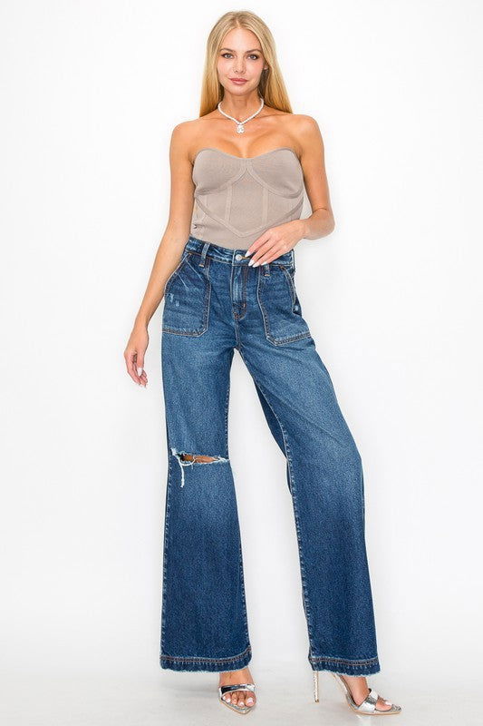 Artemis Vintage Ultra High Rise Relaxed Flare Jeans us.meeeshop - 